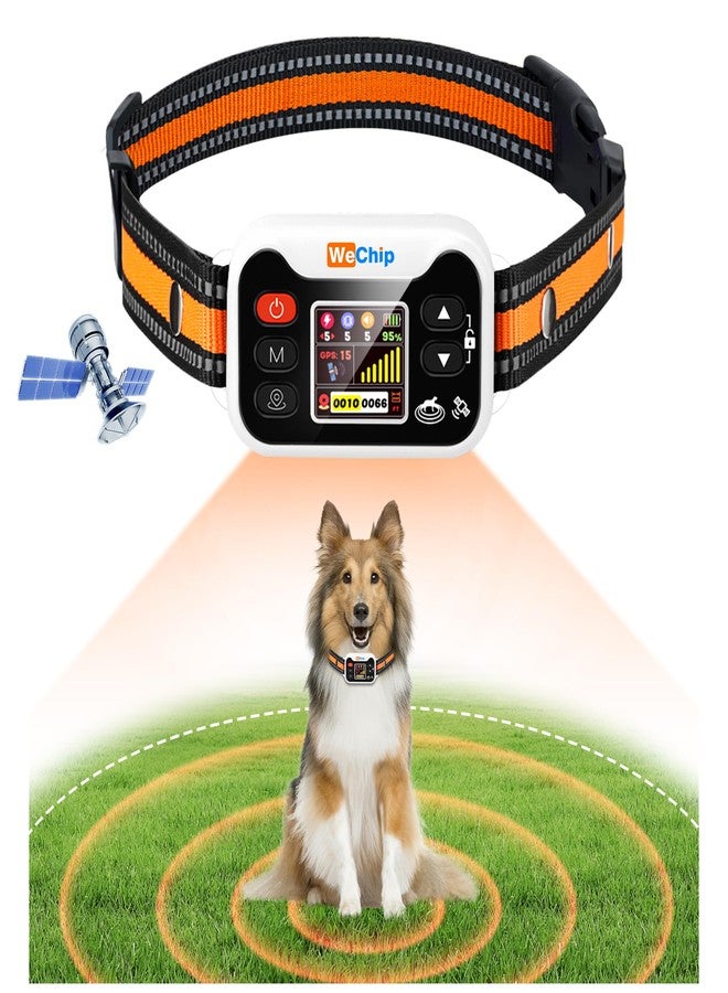 Wechip GPS Dog Collar with 3 Correction Mode,Wireless Dog Fence System with Open Outdoor IPX7 Waterproof (Orange White) - Image 1